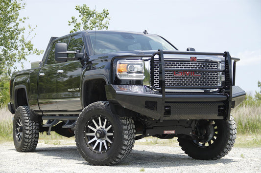 Fab Fours Black Steel Full Guard Front Bumpers for 2015-2019 SIERRA 2500 HD, SIERRA 3500 HD - GM14-S3160-1